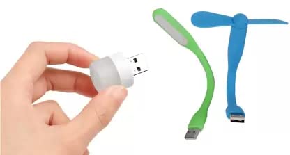 Triple Combo - USB Light | USB Fan - Mini USB Bulb - Emergency Combo (use with laptop, phone, desktop) usb Led Light USB Fan (Multicolor)