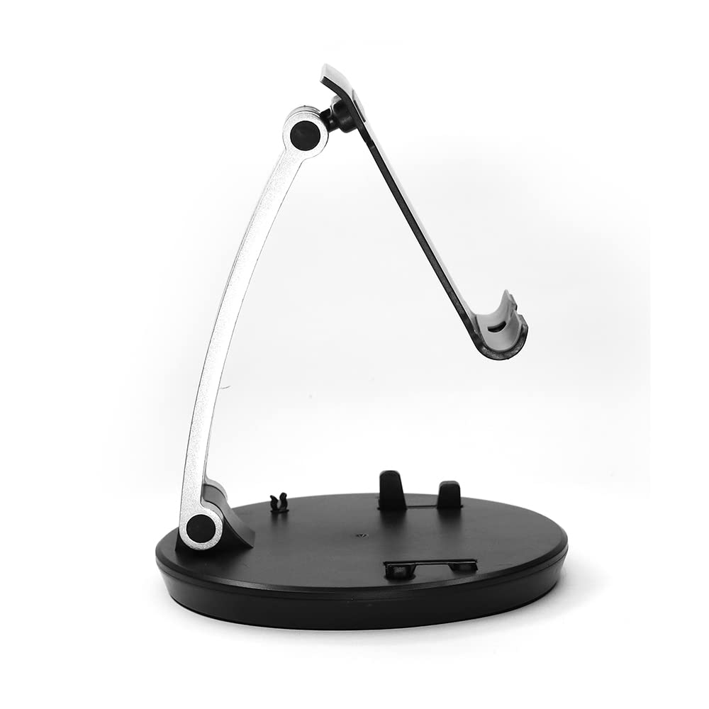 durReey Adjustable Desktop Tablet Stand 2 in 1 Mobile Phone & Tablet Holder Sturdy & Heavy Metal Base with Cable Organizer Clips for Tab, Tablet & Smartphone
