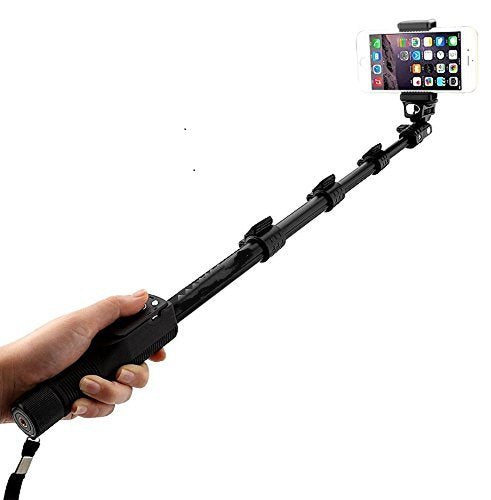 durReey Selfie Stick with Bluetooth Remote, Extendable Up to 113.5 CM, Black