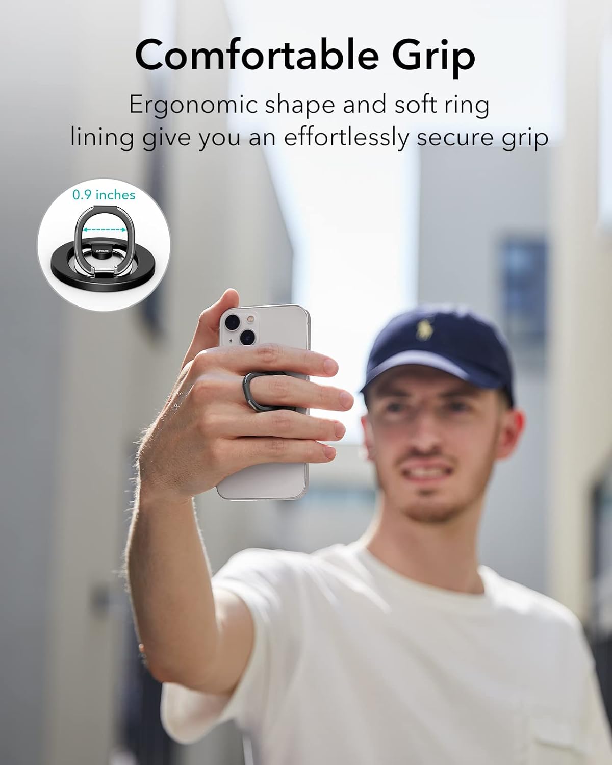 durReey HaloLock Magnetic Phone Ring Grip, Compatible with MagSafe Phone Ring Stand, Phone Grip Compatible with iPhone 15/14/13/12 Series, Adjustable Tabletop Kickstand, Black
