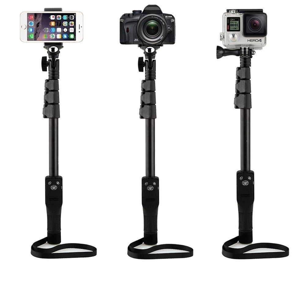 durReey Selfie Stick with Bluetooth Remote, Extendable Up to 113.5 CM, Black