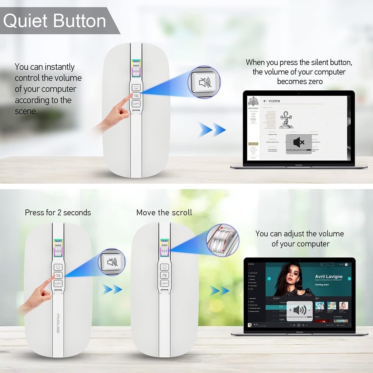 Bluetooth Mouse, Dual Mode Multifunctional Bluetooth Mouse,