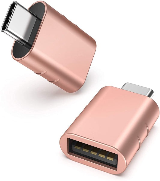 durReey (2-Pack) USB Type C to USB Adapter USB-C to USB 3.0 Female Adapter,USB Type-C to USB,Thunderbolt 3 to USB Female OTG Adapter Cable for MacBook & Macbook Pro (Rose Gold)