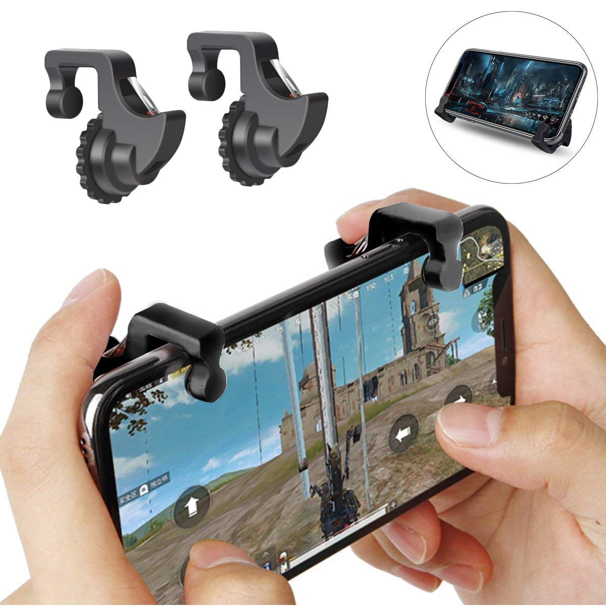 durReey Gaming Controller Trigger Aim Key L1 R1 Shooting Fit for Call of Duty COD, PUBG, Knives Out, for Survival Rules, for Survivor Royale, for Critical Ops, etc. (Black Wheel)