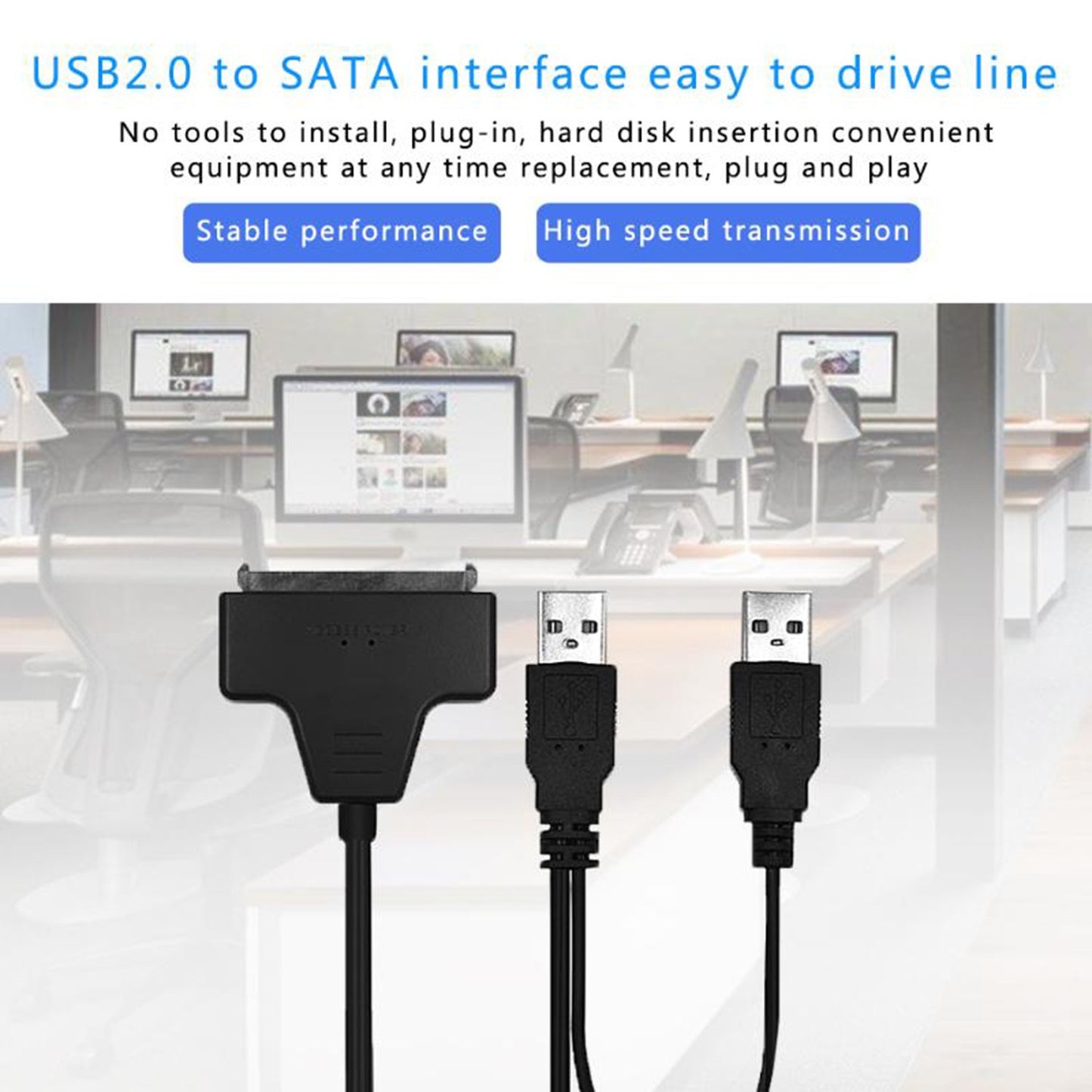 USB 2.0 to 2.5" SATA 22P Hard Drive HDD Adapter Cable Converter