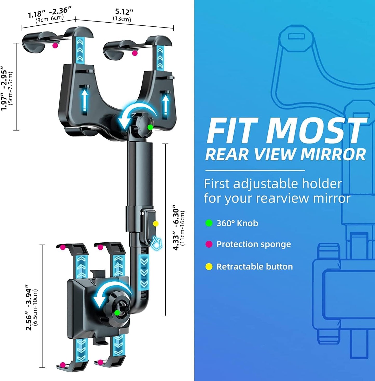 Rotatable and Retractable Car Phone Holder Multi functional