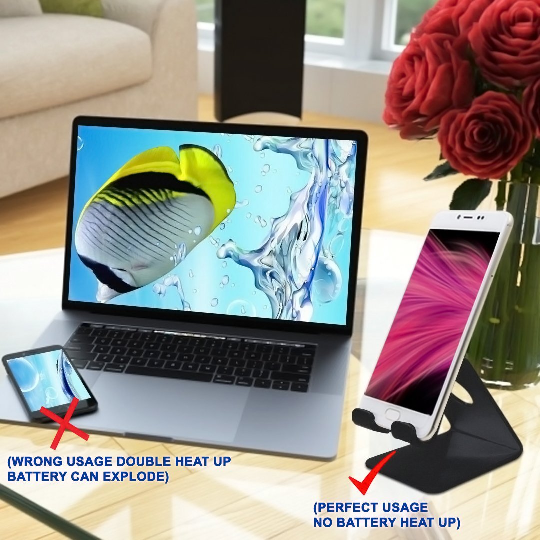 durReey Desktop Cell Phone Tabletop Stand Tablet Stand, Aluminum Stand Holder for Mobile Phone and Tablet (Up to 10.1 inch) - Silver