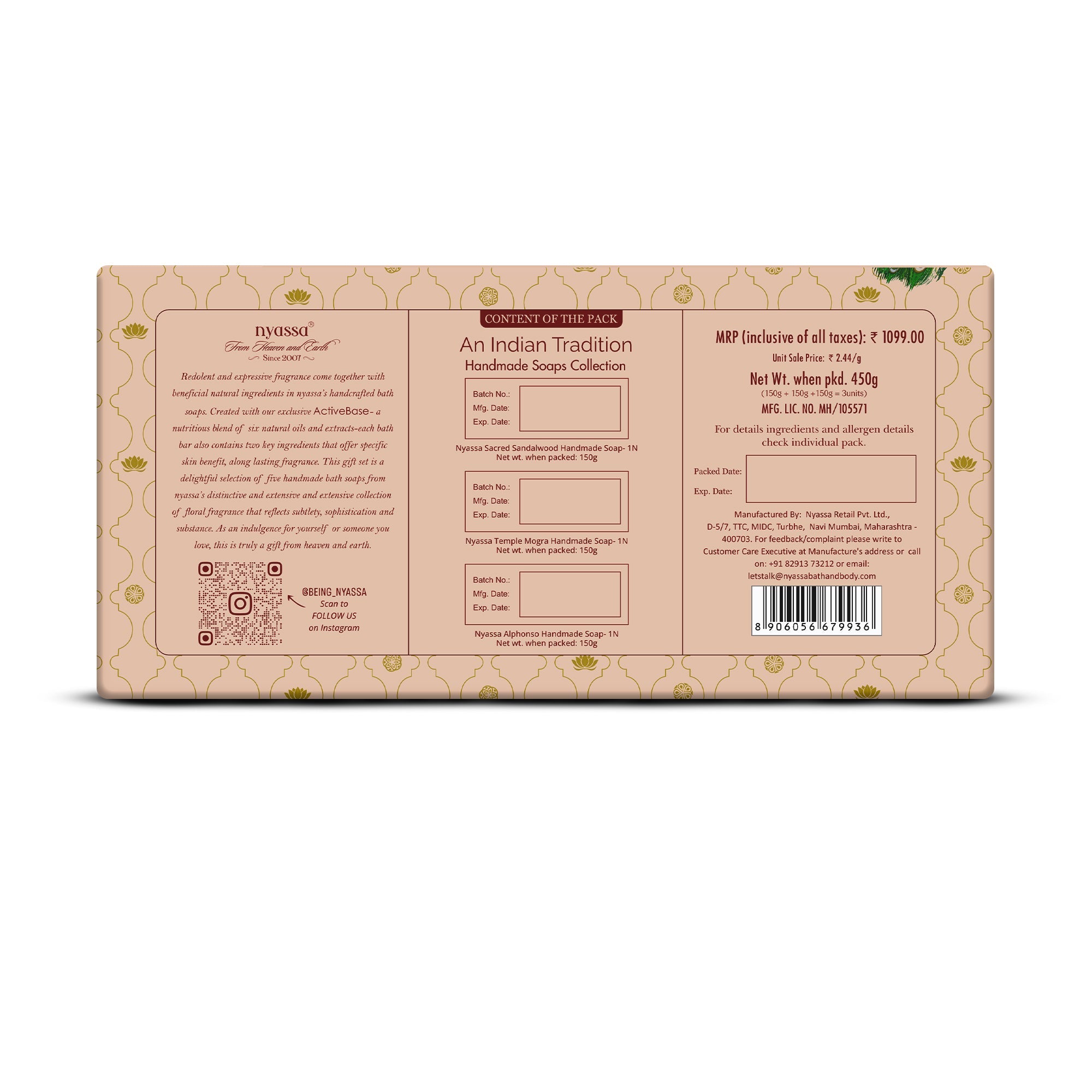 An Indian Tradition Handmade soap Collection Gift Set – 3 x 150gm Natural Handmade Soap