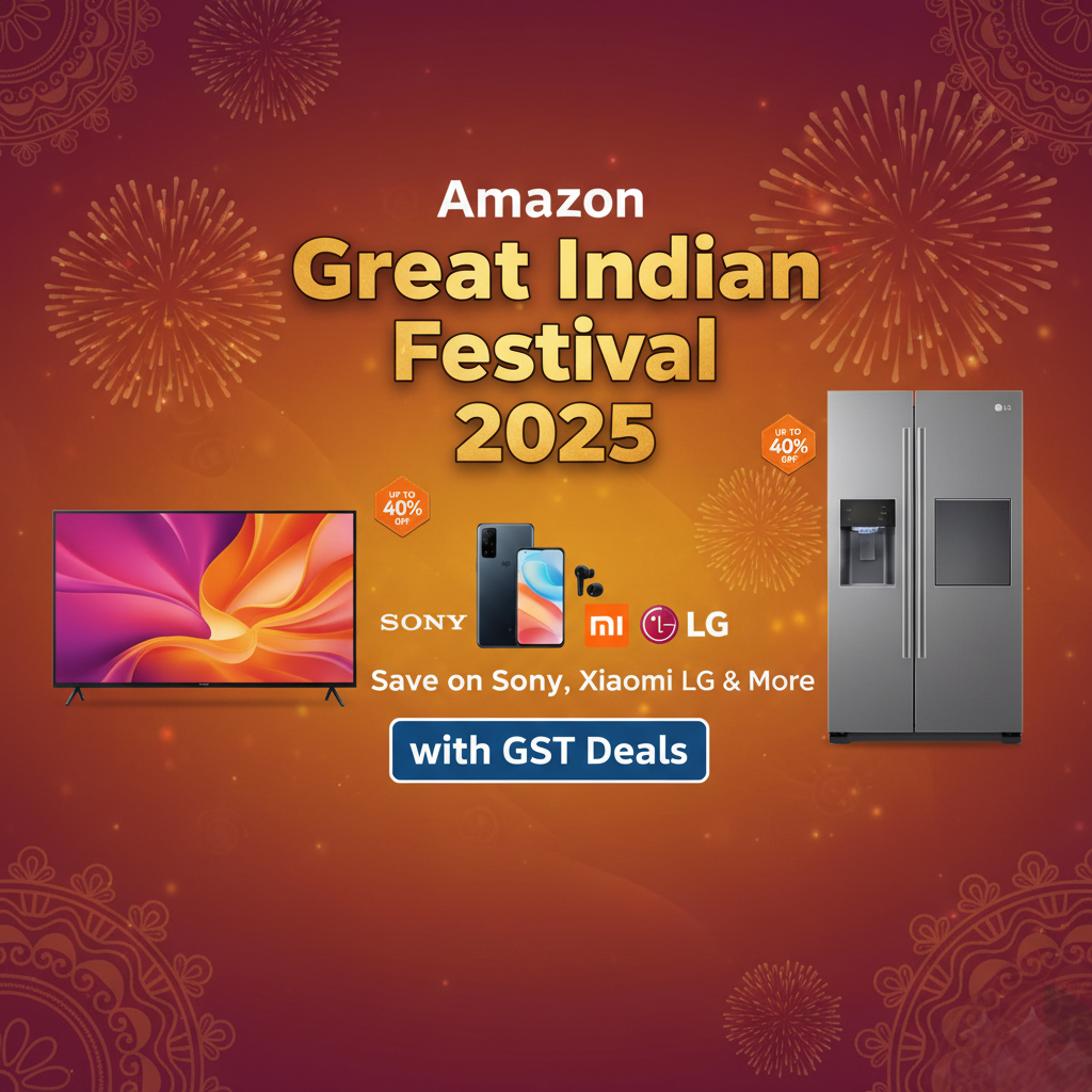 Amazon Great Indian Festival 2025: Save on Sony, Xiaomi, LG &amp; More with GST Deals.