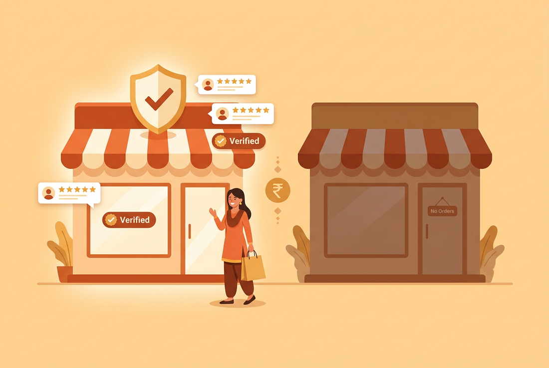 Building trust in an Indian online store through secure payments, genuine product reviews, reliable delivery, transparent return policies, and hassle-free refunds for small business sellers.