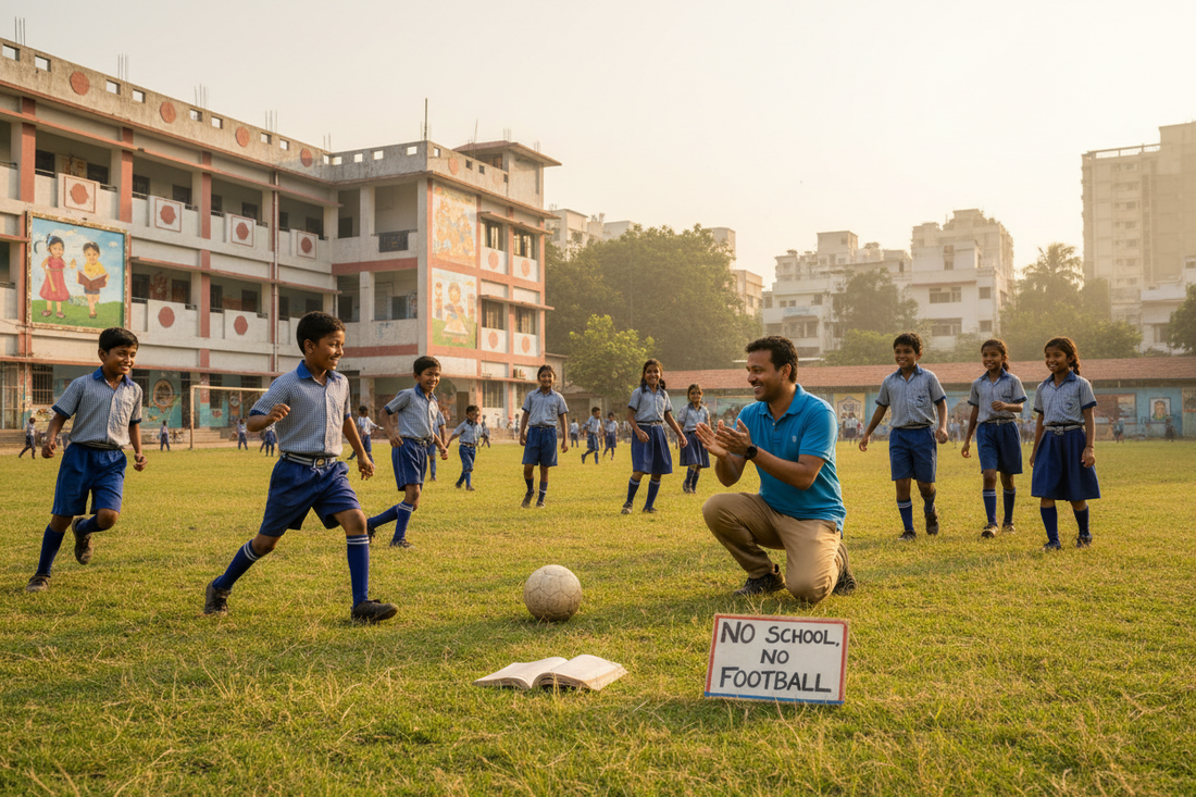 Learn how Ashok Rathod's 'No School, No Football' rule is empowering 26,000 children in Mumbai, fighting dropouts and child marriage. An inspiring story of social change.