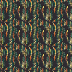 Bold Tropical Feather Seamless Pattern - Vibrant Jungle Foliage Design.