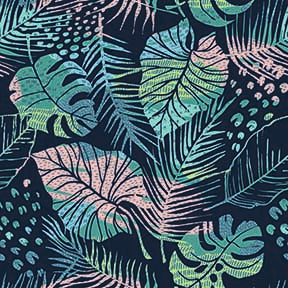 Colorful Tropical Leaves Seamless Pattern - Pink, Teal & Green Foliage.