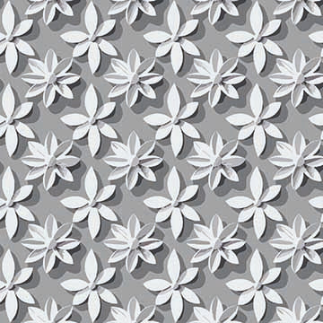 Abstract Floral Silhouette Seamless Pattern - Grey & White Petal Design.