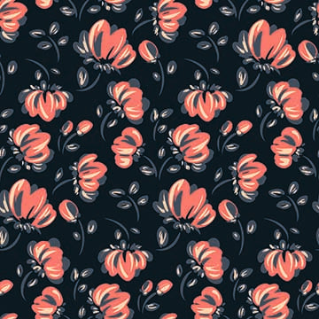 Vintage Pink Floral Seamless Pattern - Classic Botanical Design on Dark Grey.
