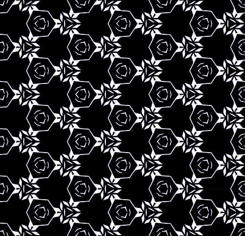 The Floral Wallpaper - Modern Kaleidoscope Geometric Seamless Pattern - Black & White Abstract Design
