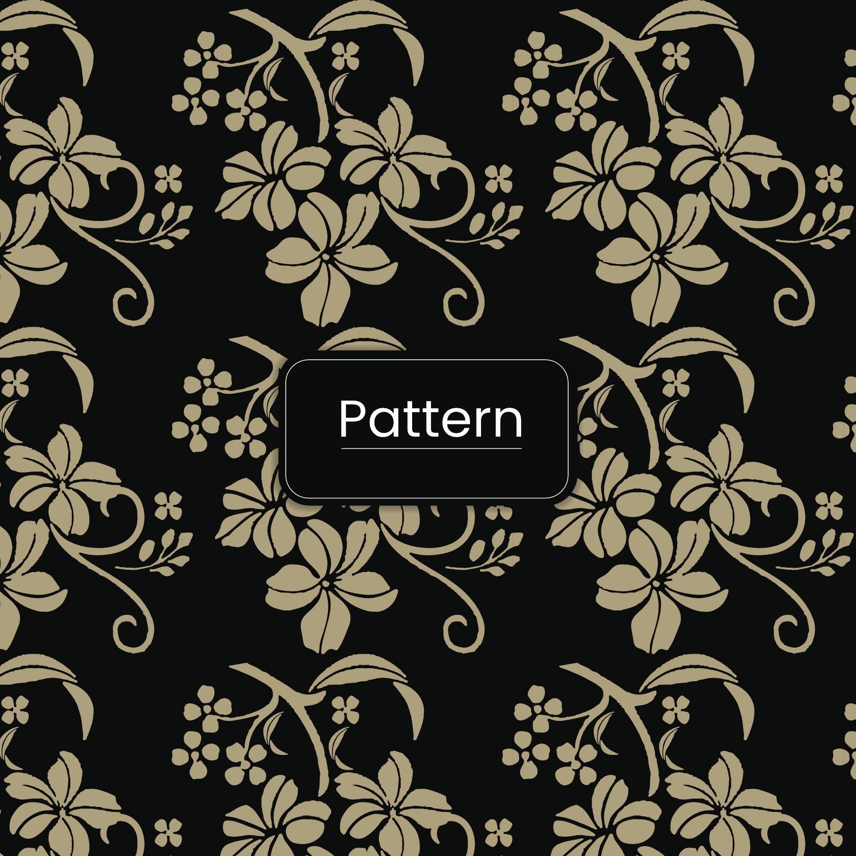 Golden Floral Vine Seamless Pattern - Elegant Botanical Design on Dark Grey.