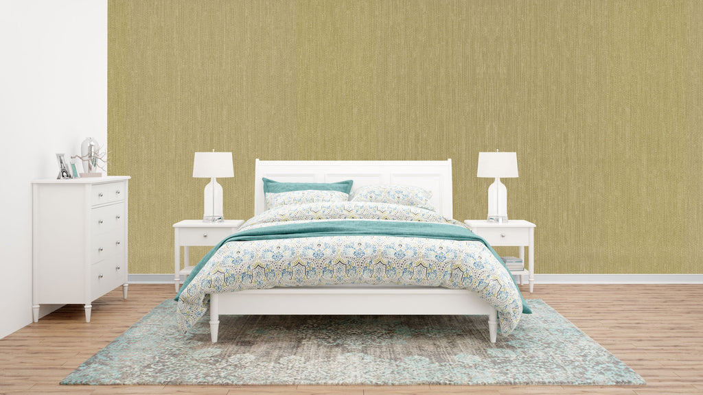 Elegant Light Gold Linen Texture Wallpaper: Subtle Vertical Pattern for Modern & Warm Bedrooms