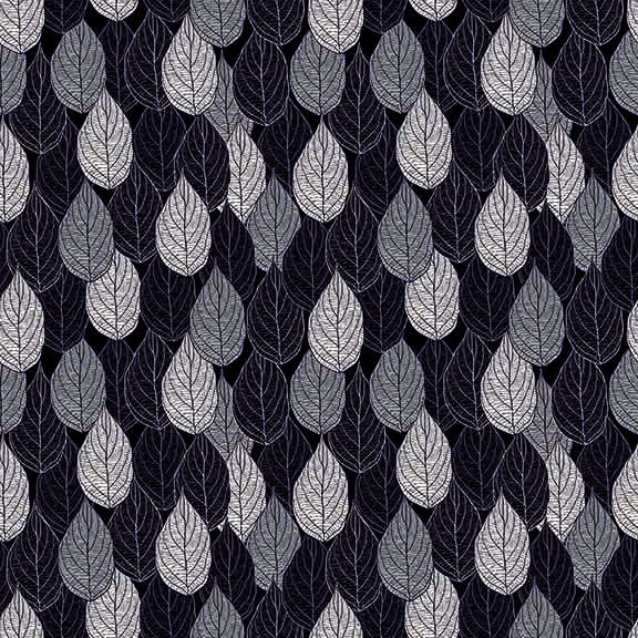 Textured Grey Leaves Seamless Pattern - Intricate Botanical Design