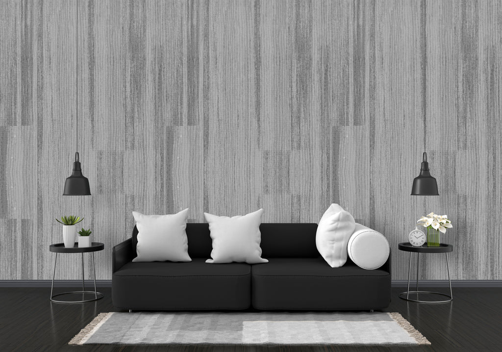 Modern Grey Textured Vertical Stripe Wallpaper: Stylish & Contemporary Wall Decor for Living Spaces