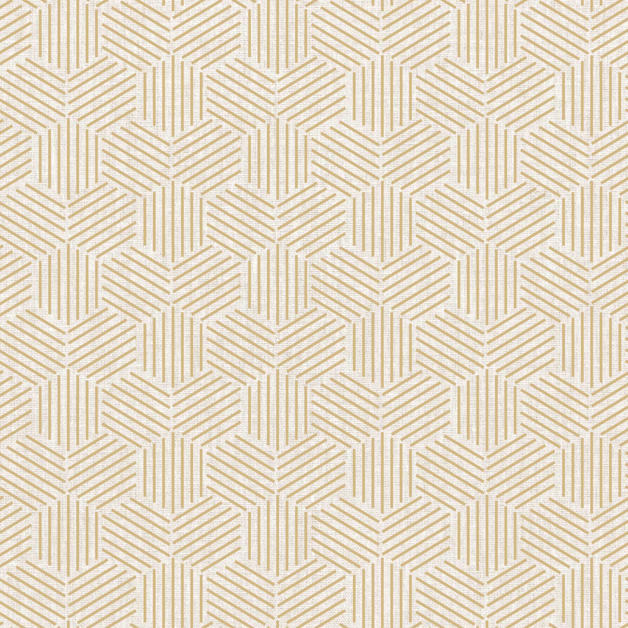 A wallpaper with a geometric pattern of interlocking triangles in brown, beige, and gold colors.