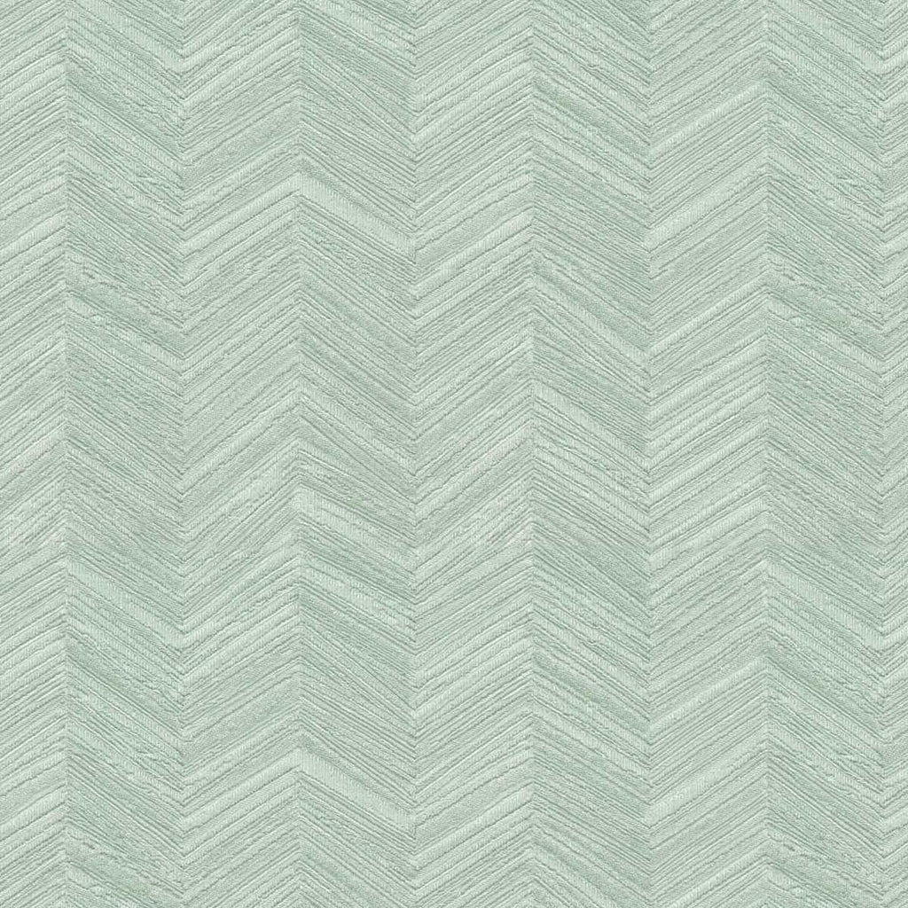 A textured green wallpaper with a herringbone pattern.