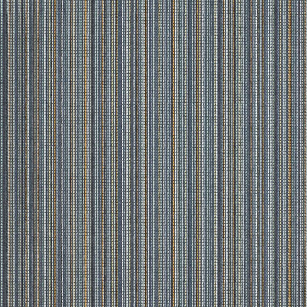 A close-up view of a striped wallpaper featuring shades of blue and beige.