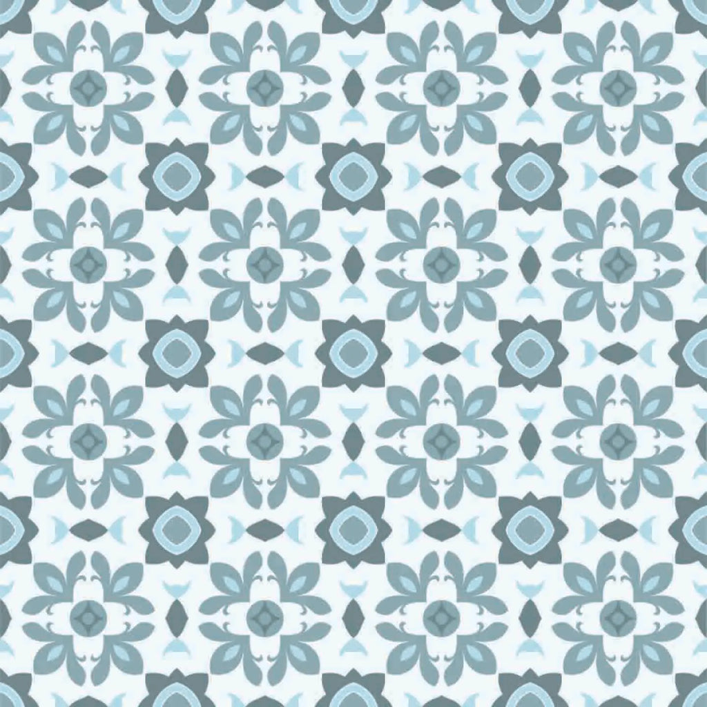 Pattern of blue and gray geometric shapes on a white background