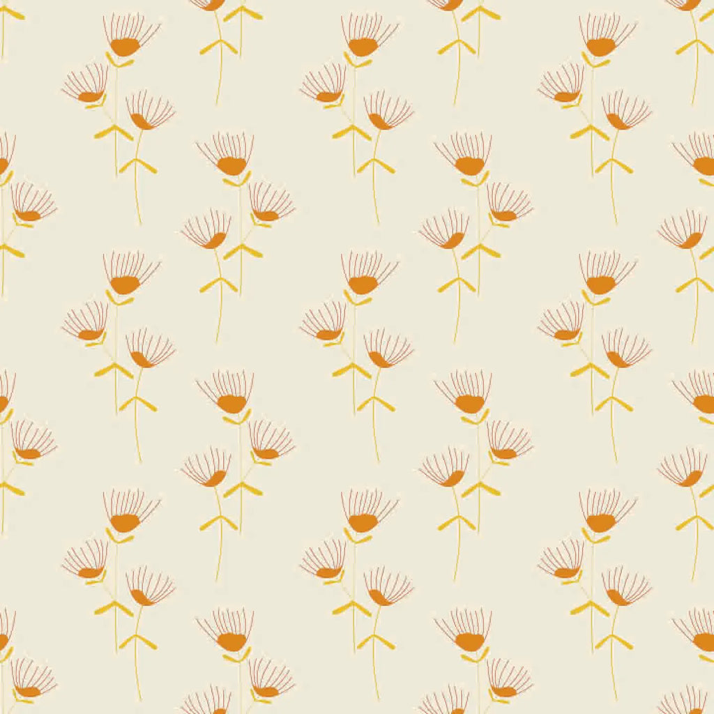 Pattern of stylized flowers on a beige background