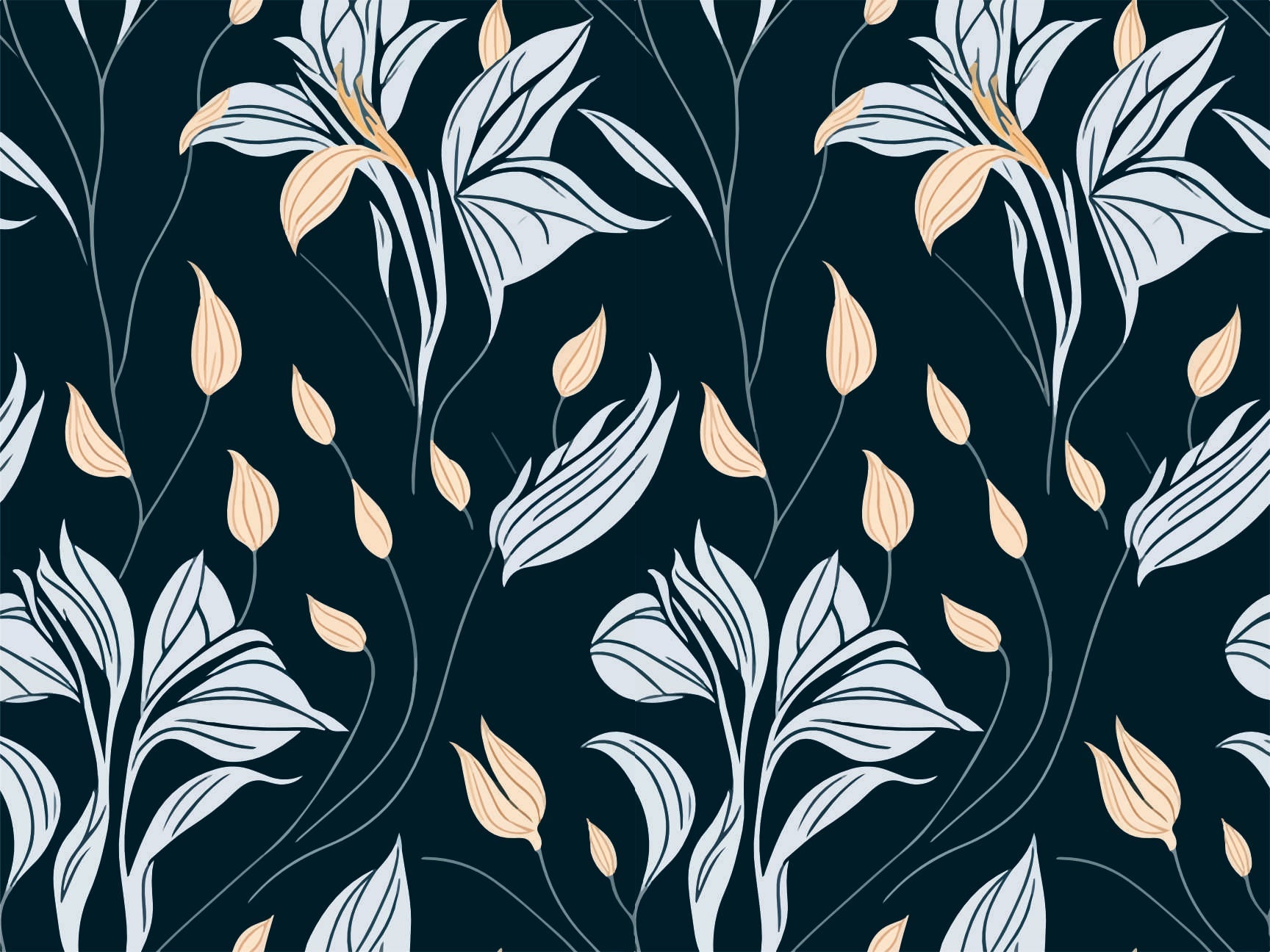 Floral Medallion Seamless Pattern - Vibrant Pink & Gold on Dark Grey