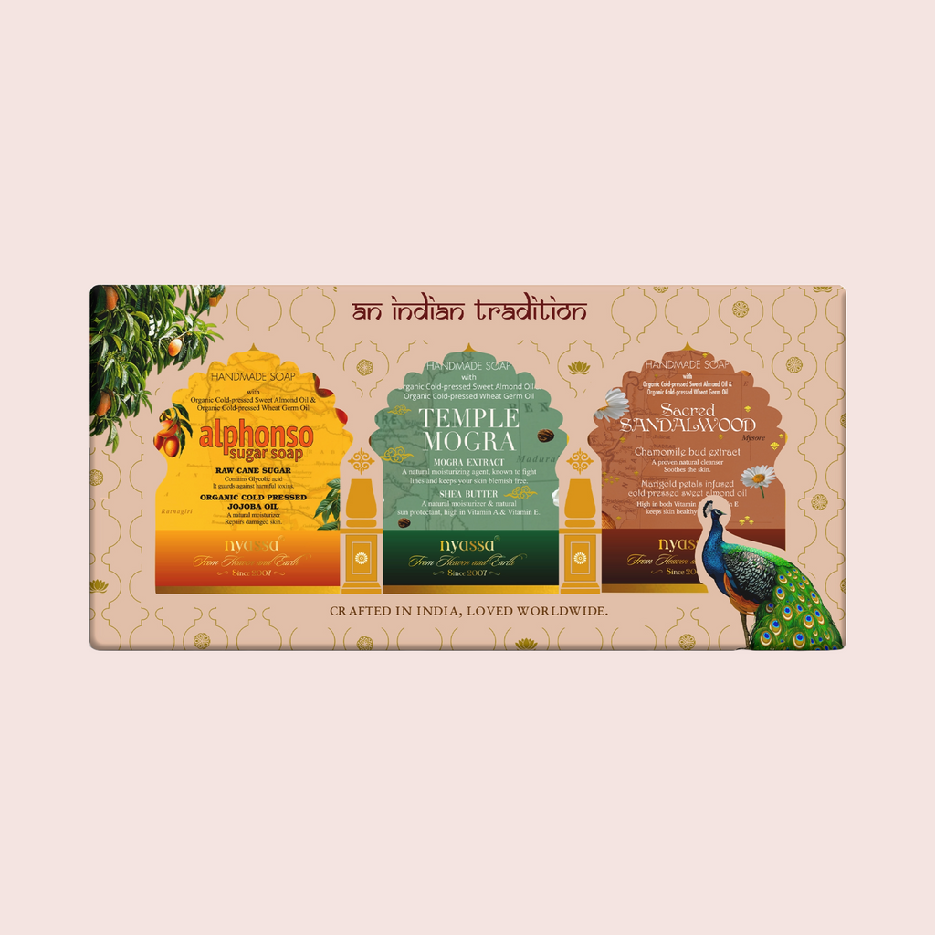 An Indian Tradition Handmade soap Collection Gift Set – 3 x 150gm Natural Handmade Soap