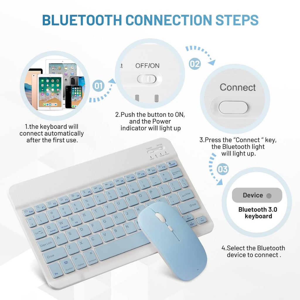 Wireless Bluetooth Keyboard and Mouse Combo: Ultra-Slim & Portable