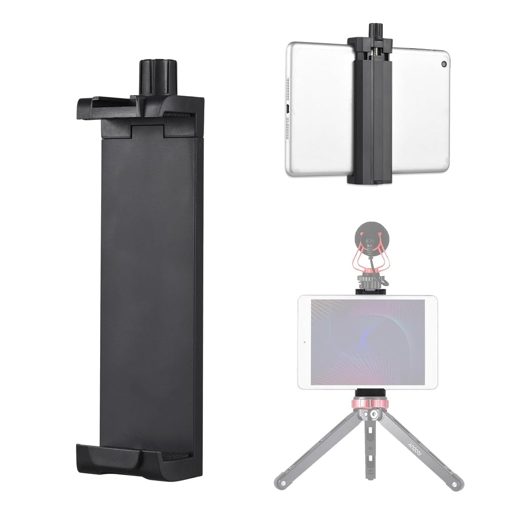 Collapsible phone stand with light and tripod on a white background