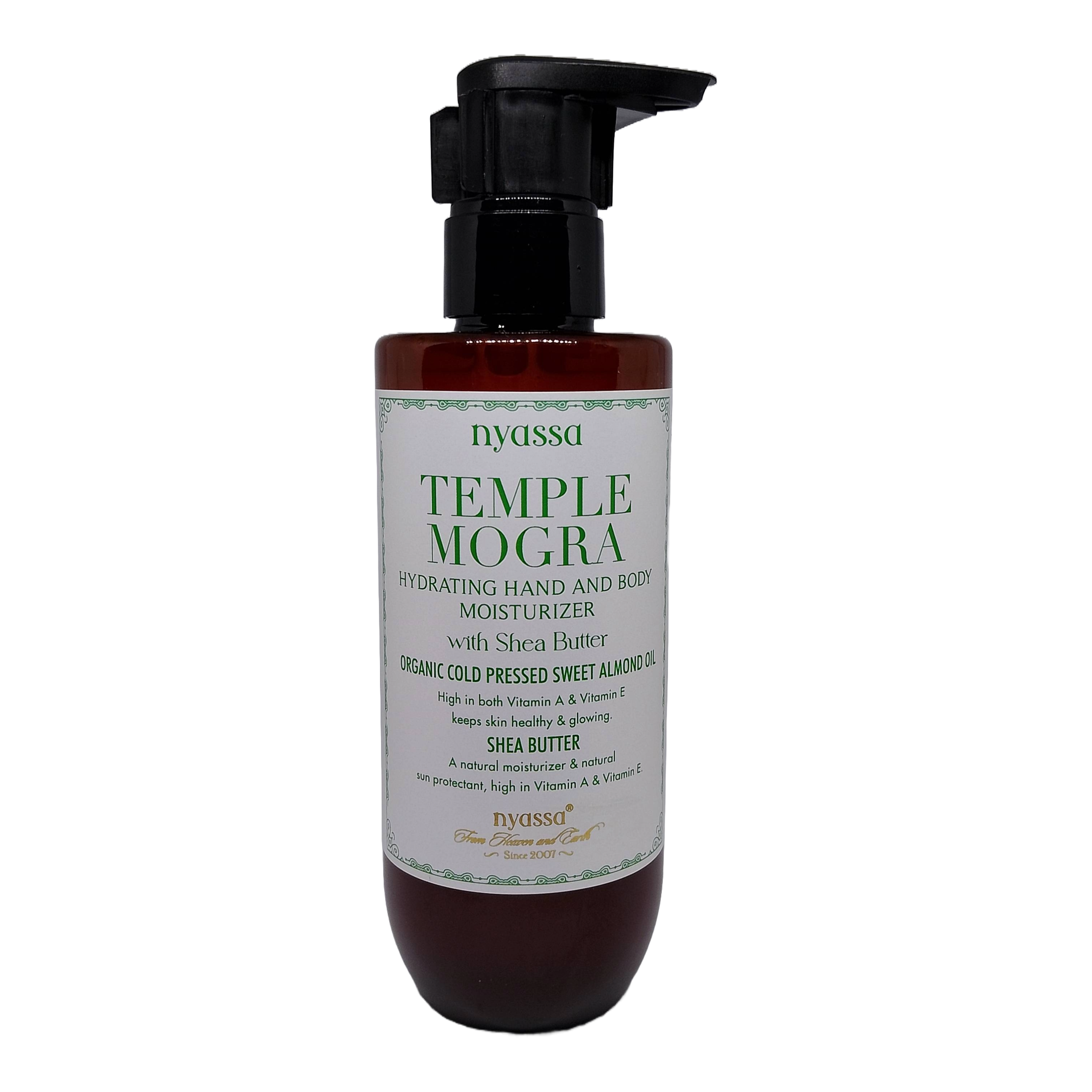 Nyassa Temple Mogra  Hand and Body Moisturizer| Shea Butter & Organic Sweet Almond Oil 200ml