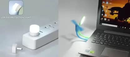 Triple Combo - USB Light | USB Fan - Mini USB Bulb - Emergency Combo (use with laptop, phone, desktop) usb Led Light USB Fan (Multicolor)