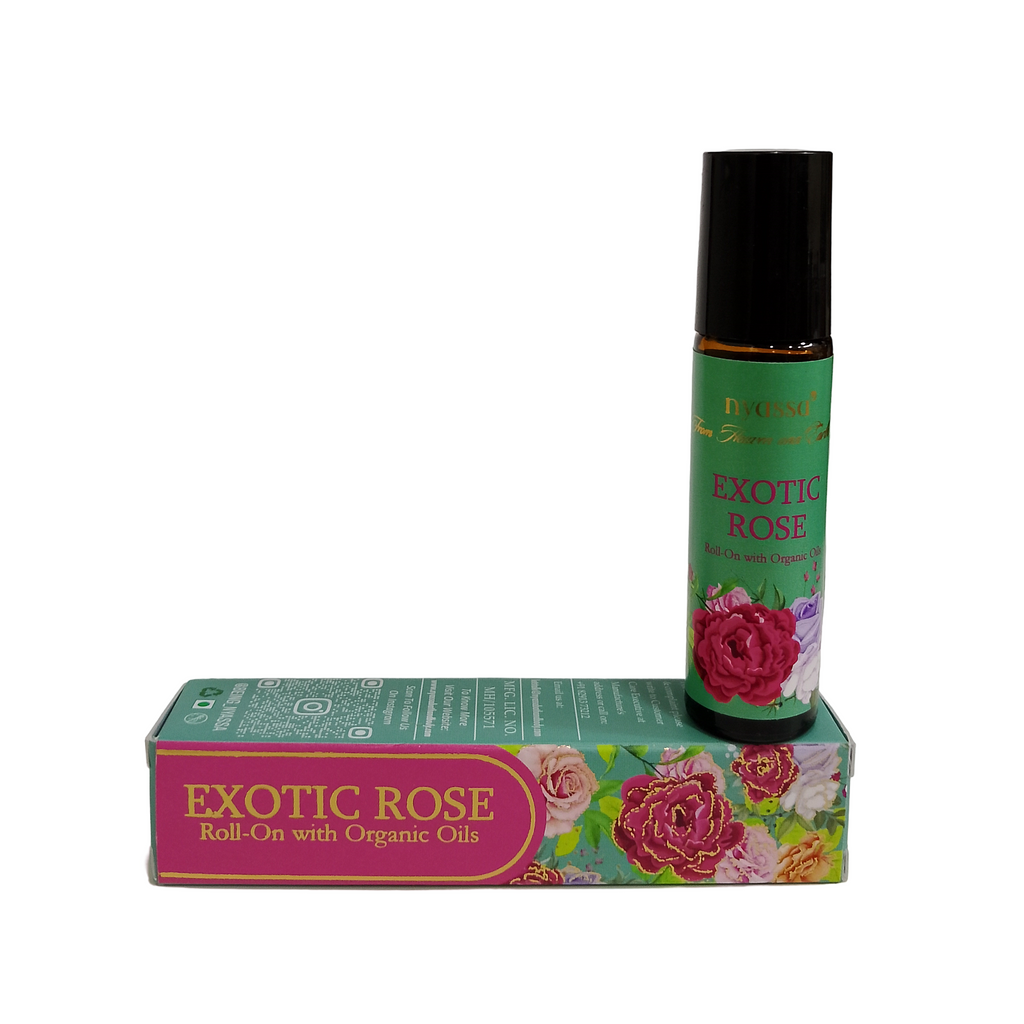 Exotic Rose Roll On with Organic Oils | Organics Cold Pressed Jojoba Oil, Sweet Almond Oil, Fragrance Oil and Vitamin E | 10ml