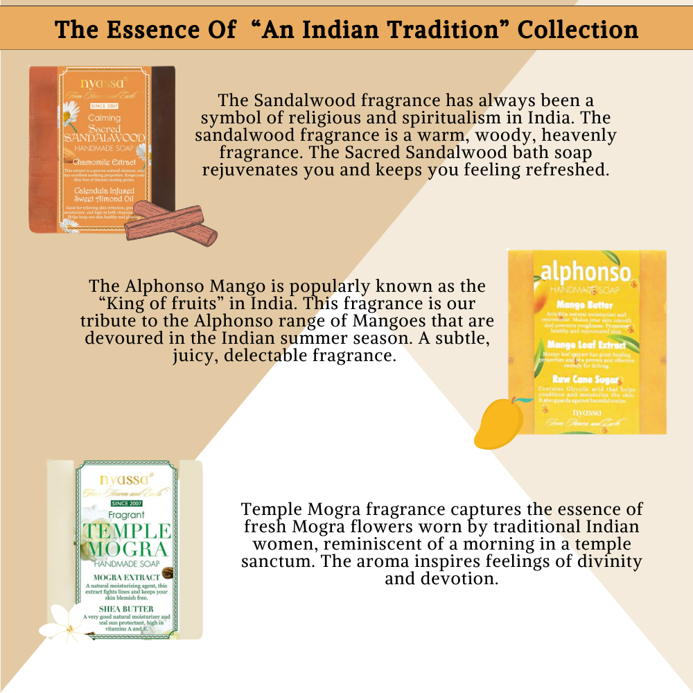An Indian Tradition - Set of 3 Handmade Soaps - Nyassa