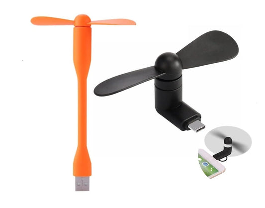 durReey Mini Type-C Fan & Portable Mini USB Dragon Fan with 2 Leaf Portable Cooling Fan Flexible Cooler Connect with Laptop, Smartphone, Powerbank, USB Adapter/Hub & Mobile with OTG-Multicolour