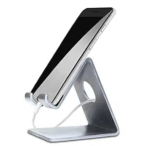 durReey Desktop Cell Phone Tabletop Stand Tablet Stand, Aluminum Stand Holder for Mobile Phone and Tablet (Up to 10.1 inch) - Silver