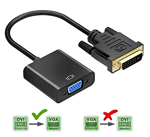 DVI to VGA Adapter Converter Cable, 1080P Full HD, DVI-D 24+1 Pin Male to VGA 15 Pin Female, Black