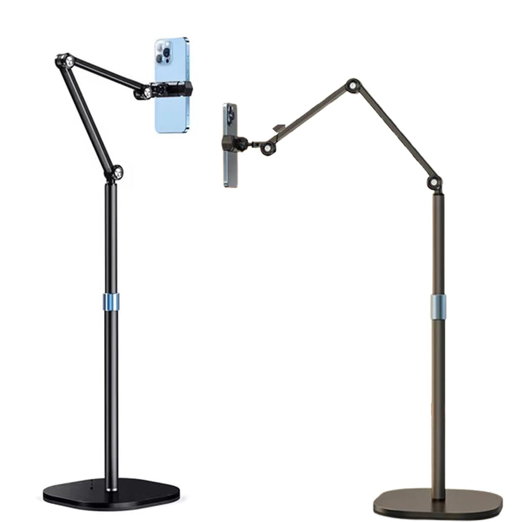 Phone stand with adjustable arm on a white background