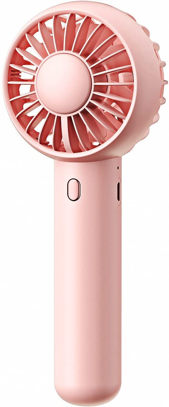 durReey Mini Portable Fan, Powerful Hand Fan Dual Motors Personal Small Handheld Fan with Base,Cute Design 3 Speed Lightweight Makeup USB Rechargeable Fan for Women, Men, Indoor, Outdoor (Pink, 15 cm)