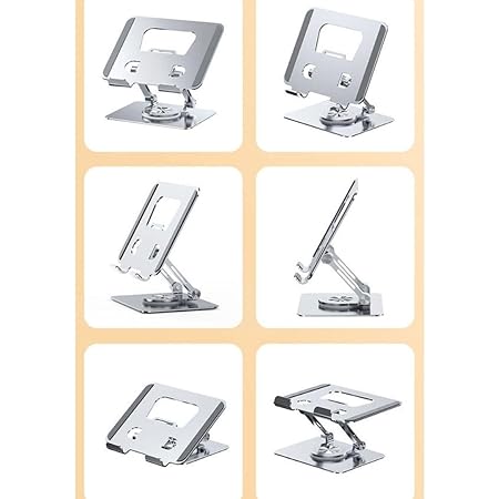 Tablet Stand, 360 Rotating Portable Aluminum Adjustable Folding Tablet Stand Holder - GREY