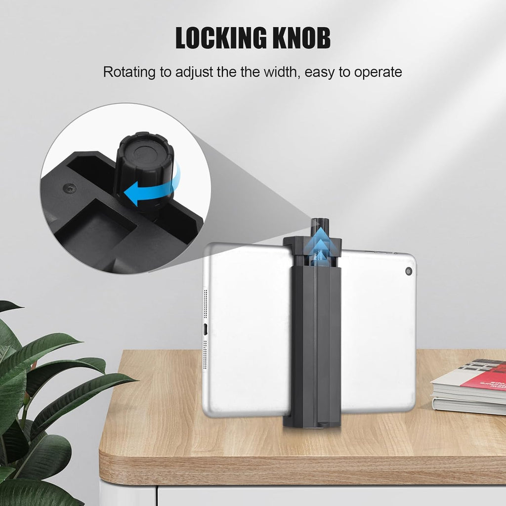 Locking knob adjustment mechanism with a tablet on a desk