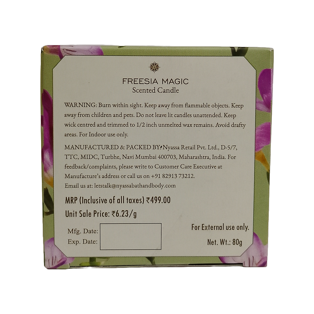 Freesia Magic Scented Candle | Freesia Flowers Floral Fragrance 80gm