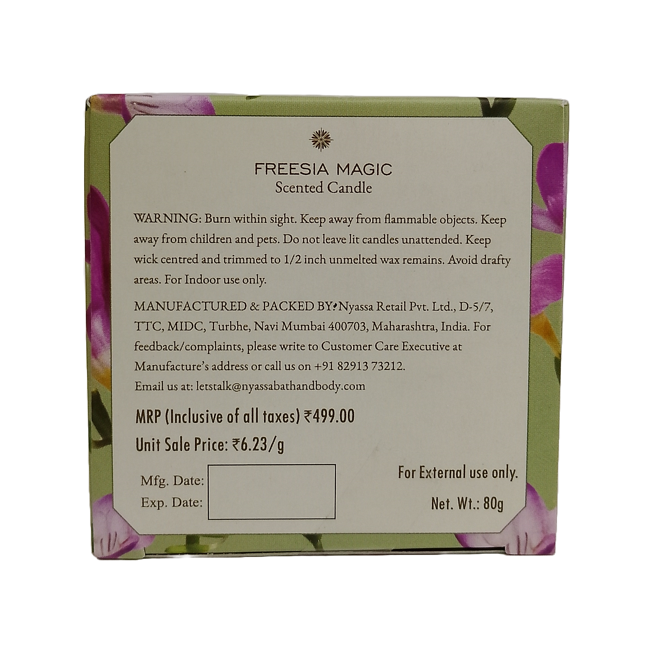 Freesia Magic Scented Candle | Freesia Flowers Floral Fragrance 80gm