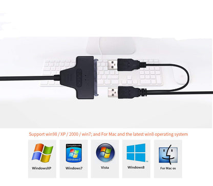 USB 2.0 to 2.5" SATA 22P Hard Drive HDD Adapter Cable Converter