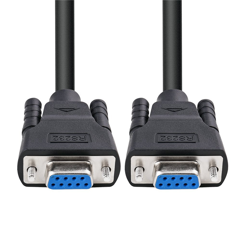 Female to Female 9 Pin Straight Through DB9 Serial Cable for Modem, Personal Computer, Printer, Scanner (Black, 5 Meters)