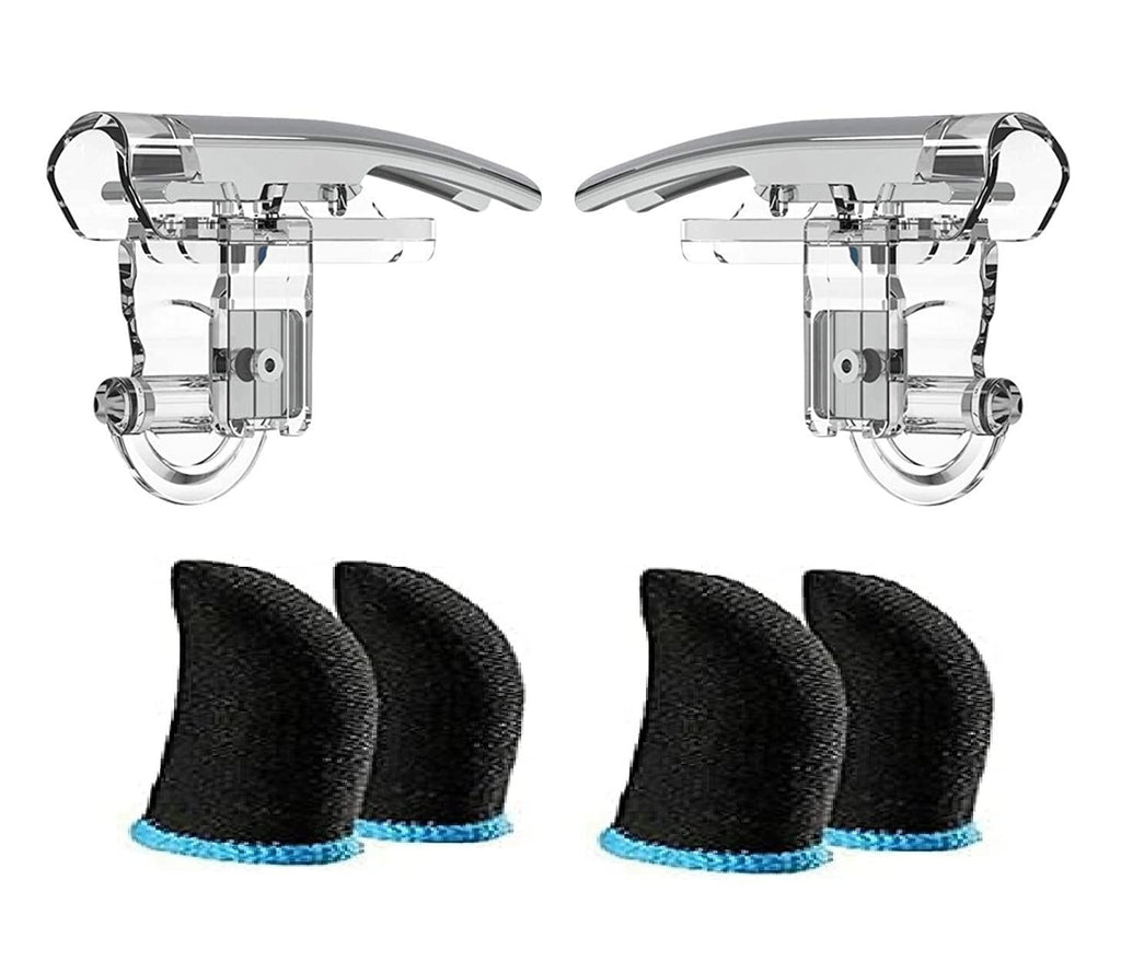 durReey 5.56 Mobile Game Controller Trigger Aim Button & [2PAIR] Finger Sleeve Joystick (Clear, for Mac OS, PC)