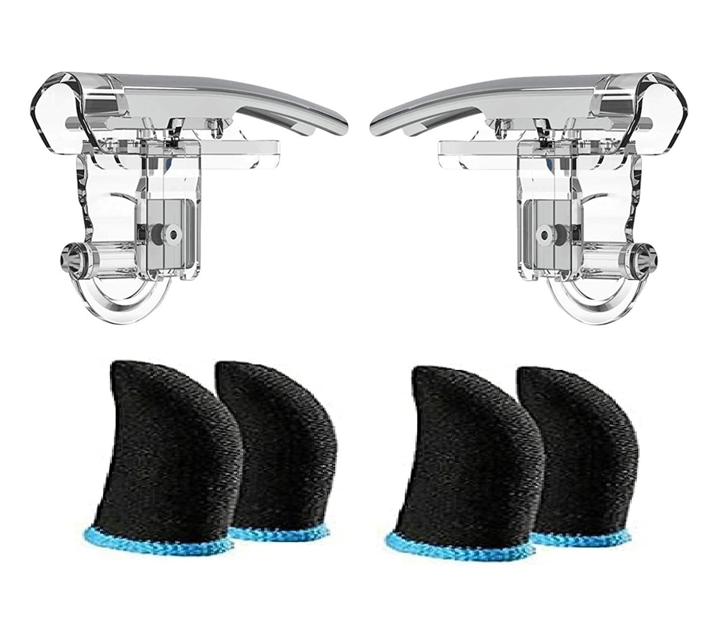 durReey 5.56 Mobile Game Controller Trigger Aim Button & [2PAIR] Finger Sleeve Joystick (Clear, for Mac OS, PC)